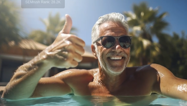 senior- man- njuter- sommar- pool